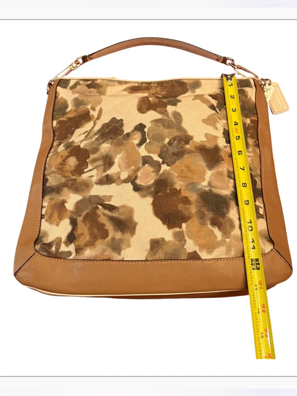 Coach Floral Botanical Canvas with Leather Trim Hobo Shoulder Bag 28322.
